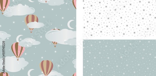 Seamless pattern with air balloons. Vector illustration. Set