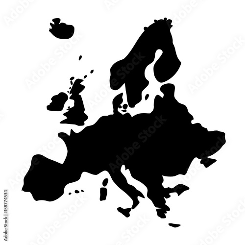Mapa Europy w kolorze czarnym