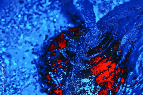 Abstract blue water with red glow background