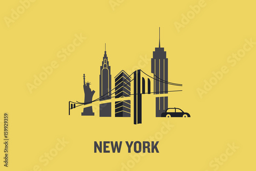 New York city art design concept. Minimalist flat vector illustration. 
