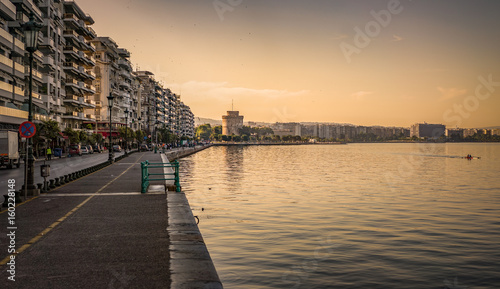 White Tower in early morning, View of Thessaloniki city Center, Greece