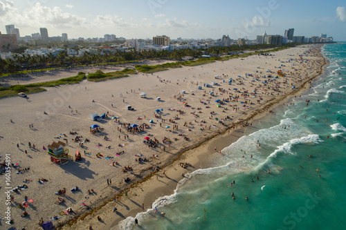 Aerial panorama of Miami Beach Memorial day Weekend