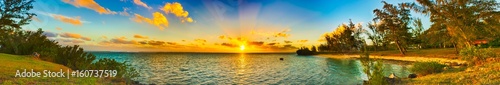 Coastal view at sunset. Mauritius. Panorama