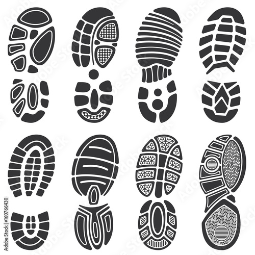 Running sport shoes vector footprint set