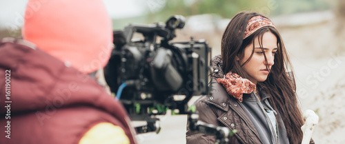 Behind the scene. Actress in front of the camera