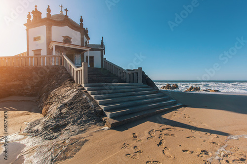 Chapel Senhor da Pedra on Miramar Beach (Praia de Miramar), Vila Nova de Gaia, Portugal.
