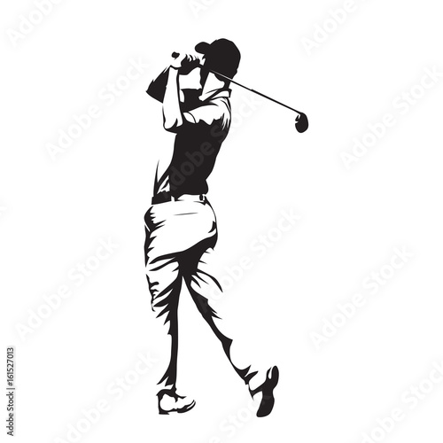 Golf player, abstract vector silhouette