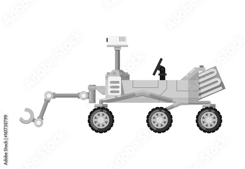 Modern mars rover isolated icon. Astronautics and space technology object, spacecraft vector illustration in flat design.