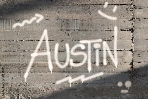Austin Word Graffiti Painted on Wall