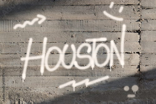Houston Word Graffiti Painted on Wall