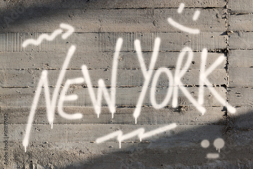 New York Word Graffiti Painted on Wall