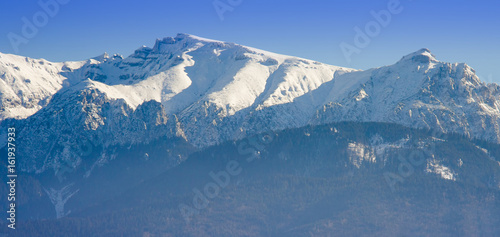 winter mountain landscape in Romania, Bucegi peak