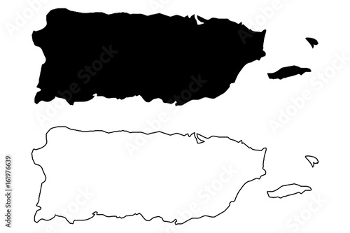 Puerto Rico map vector illustration, scribble sketch Puerto Rico