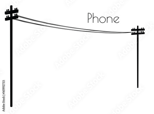 Phone line silhouette on white background