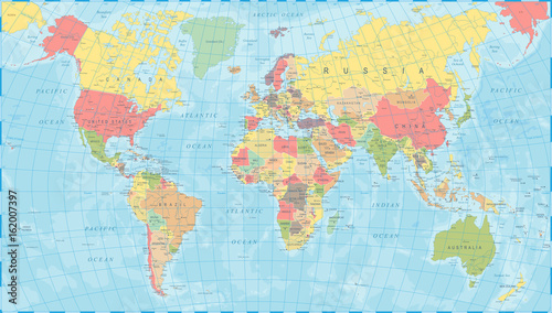 Kolorowe mapy świata - ilustracji wektorowych