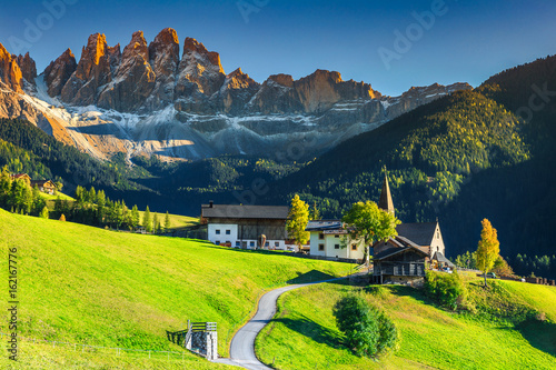 Stunning summer landscape with Santa Maddalena village, Dolomites, Italy, Europe