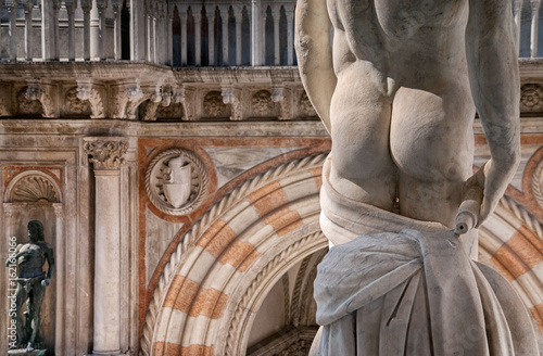 Sculpture details of classic male form. Venice, Italy