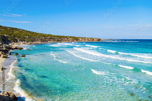 A view of a Blue Lagoon near Polis city, Akamas Peninsula National Park, Cyprus.