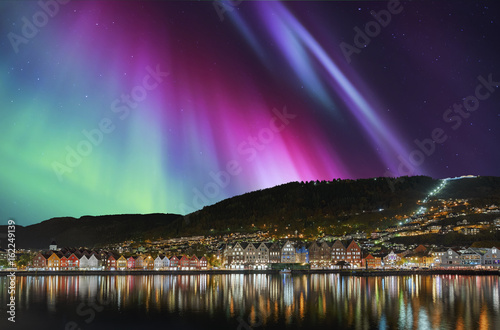 Bergen Stadt Norwegen Bryggen Nordlicht