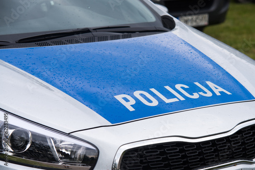 close up on Policja (Police) sign on car