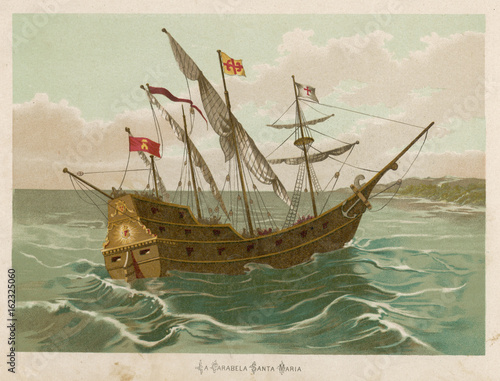 Santa Maria' - Christopher Columbus' caravel. Date: 1492