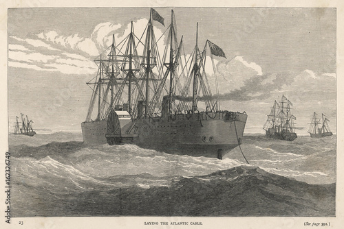 Laying the Atlantic Cable on the Great Eastern. Date: 1865