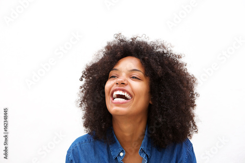 Close up beautiful stylish african american woman laughing