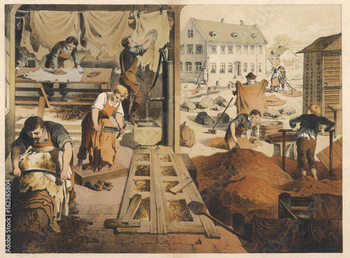 Leather work and tannery. Date: 1875