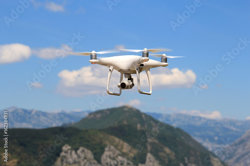 flight of the drone over the mountain