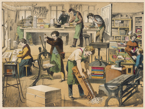 Bookbinding Workshop. Date: 1875