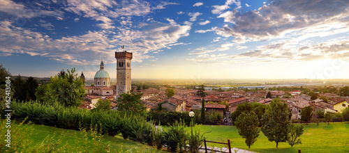 Beautiful sunset view of Lonato del Garda, a town and comune in the province of Brescia, Italy