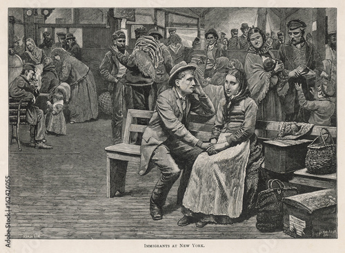 Immigrants at Ellis Island New York . Date: 1880