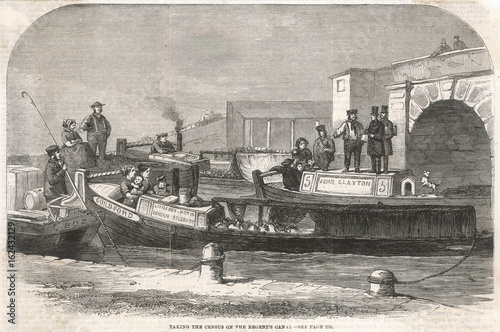 Taking Census - Canal - 1861. Date: 1861