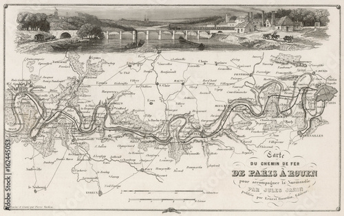 French Railway Map. Date: circa 1850