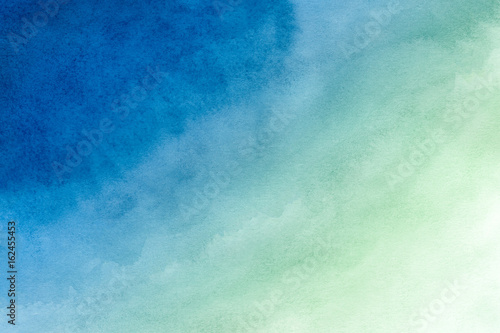 Abstract blue and green colorful hand draw water color background