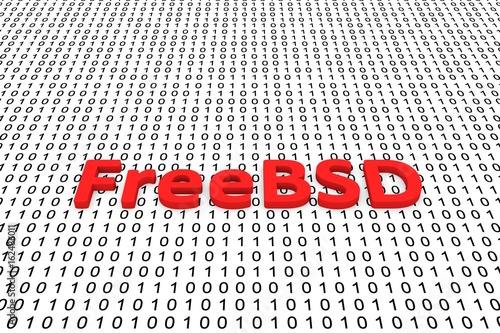 FreeBSD as a binary code, 3d illustration