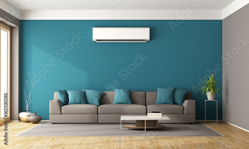 Modern living room with air conditioner