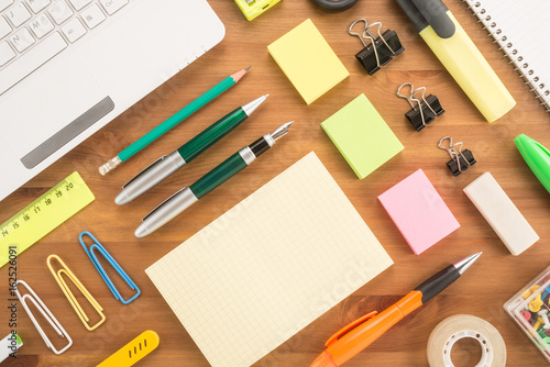 School office supplies on a table