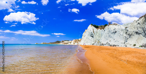 Unique beautiful Xi beach with orange sands in kefalonia island, Greece