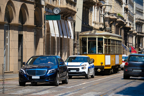 Milan, Italy - June, 16, 2017: retro tram in Milan, Italy