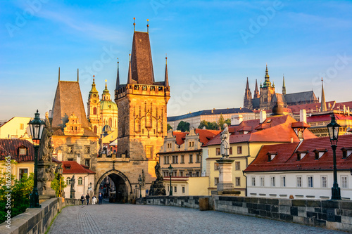 Lesser Town Bridge Towers, entrance to the Lesser Town from Charles Bridge in Prague, Bohemia - Czech Republic