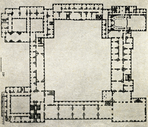 Winter Palace in in Saint Petersburg, Russia - plan of second floor, 1759