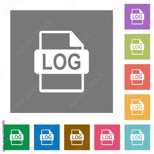 LOG file format square flat icons