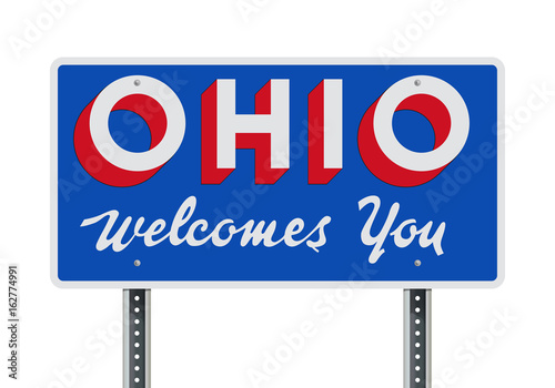 Welcome road sign of the state of Ohio