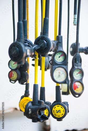 regulator and pressure gauge for scuba diving