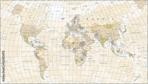 Vintage World Map - Vector Illustration