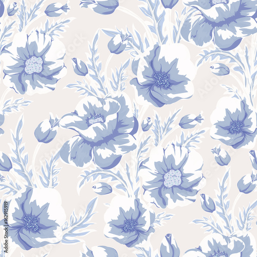 Floral seamless pattern with abstract flower. Vector hand drawn background.