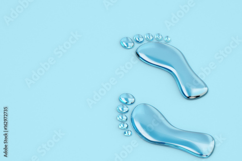 Water forming a footprint 3d illustration.