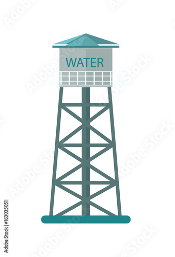 Agriculture water tower icon. Rural industrial farm equipment isolated vector illustration in flat design.