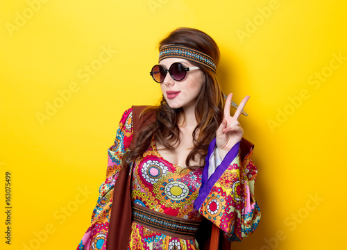 Young hippie girl with sunglasses